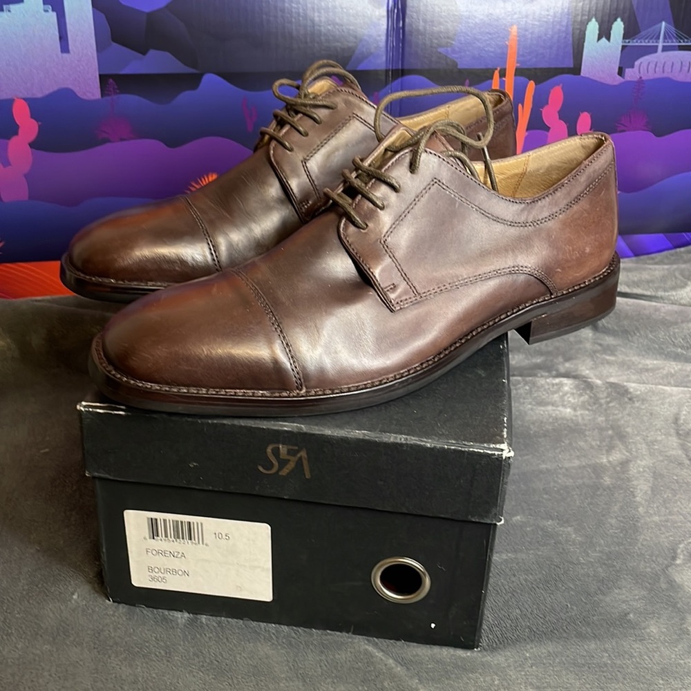 VERO CUOIO Mens Hand Made Brown Leather Italian Shoes 10.5 NEW IN BOX